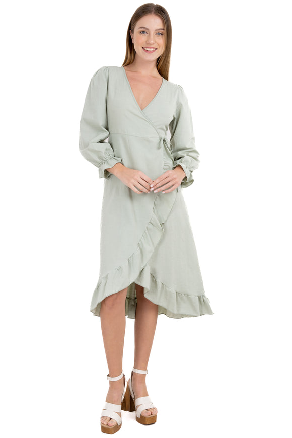 Vestido wrap olanes manga larga