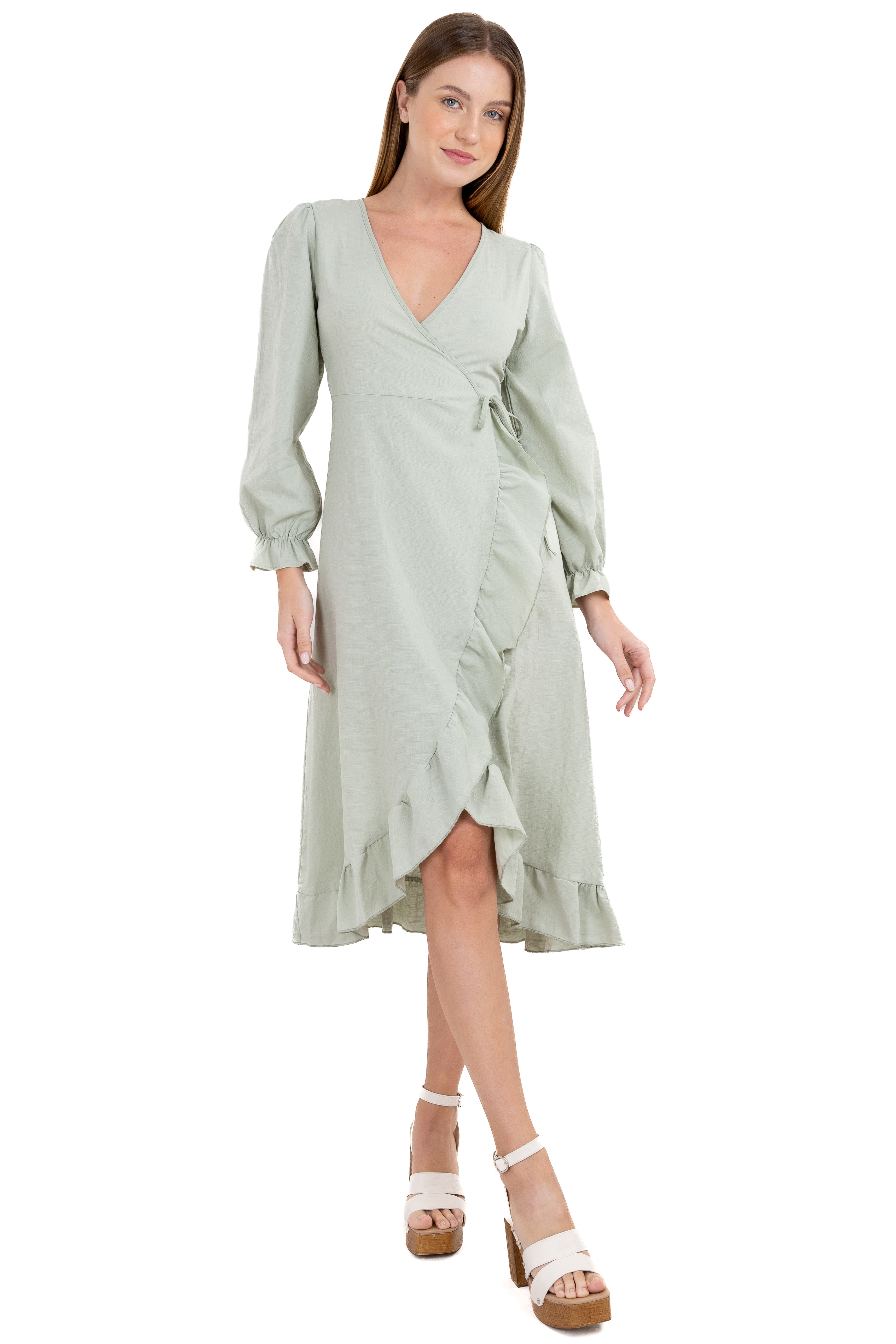 Vestido wrap olanes manga larga MENTA