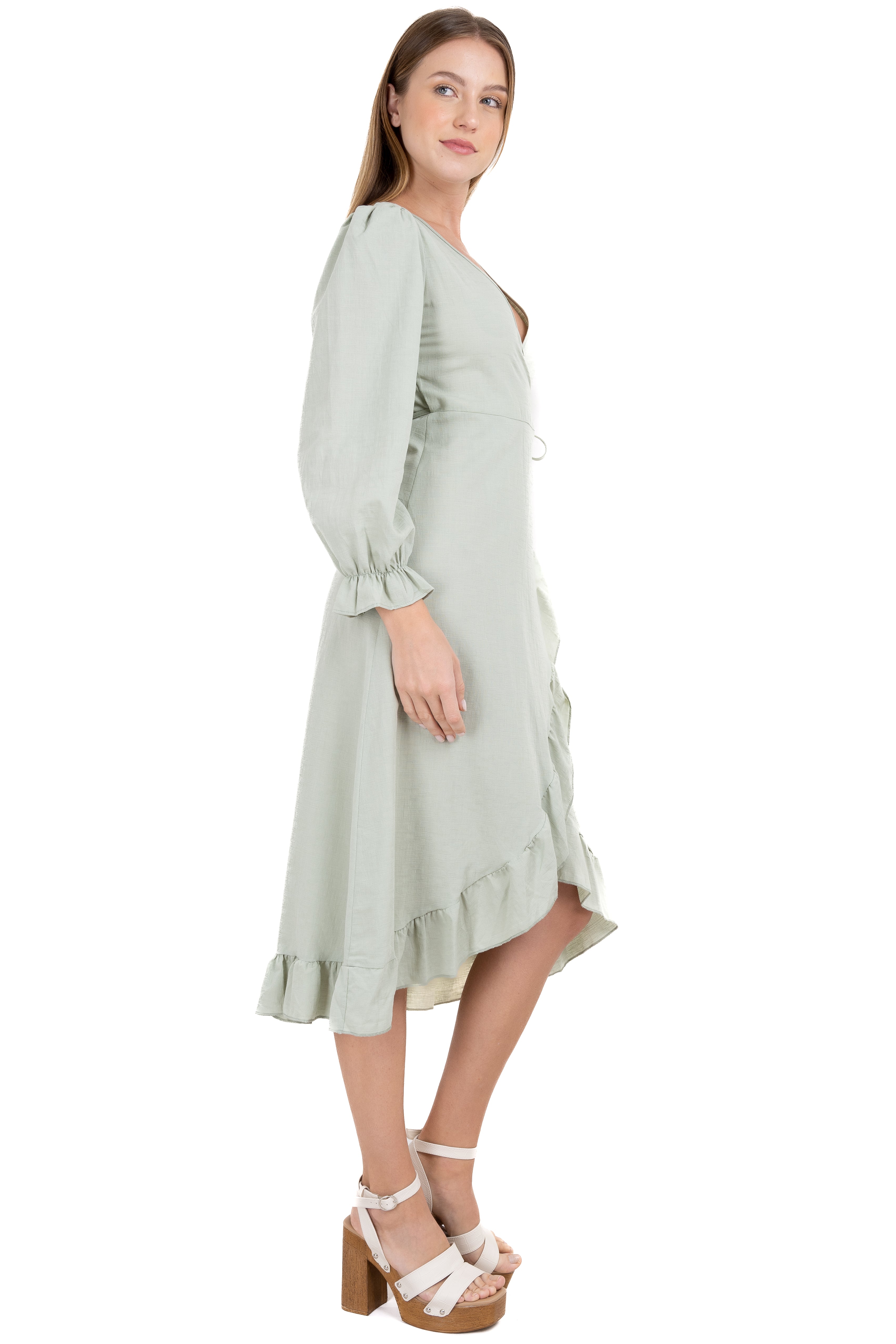 Vestido wrap olanes manga larga MENTA