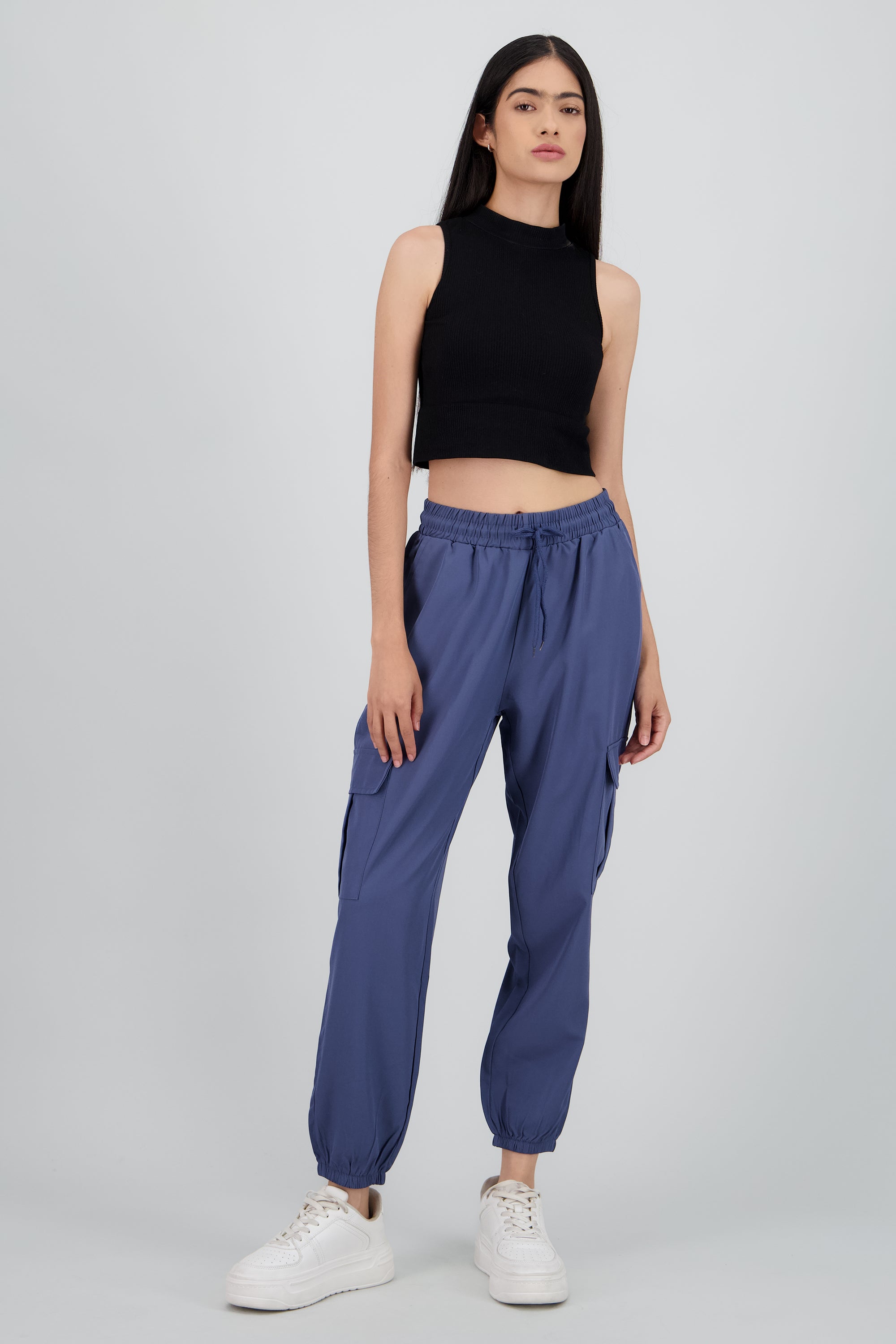 Pantalón Cargo Monocolor Bolsas AZUL