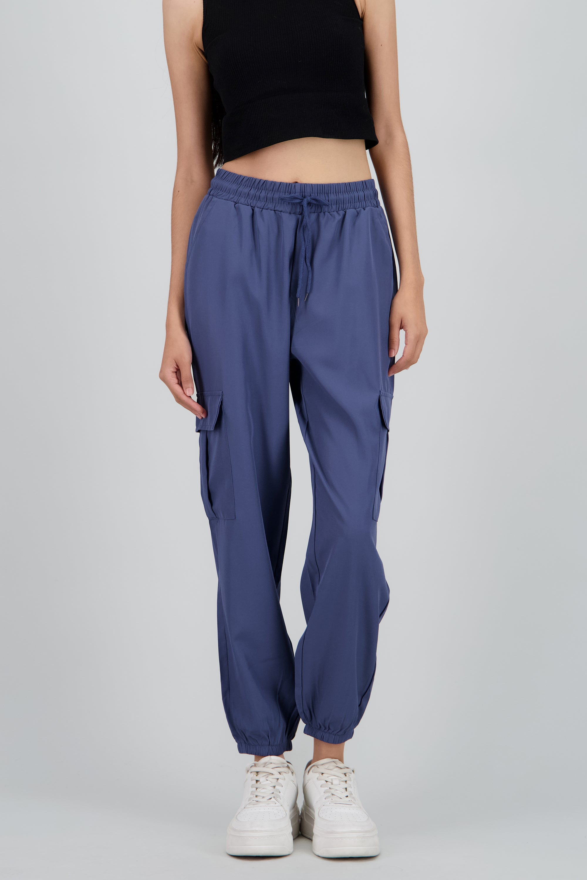 Pantalón Cargo Monocolor Bolsas AZUL