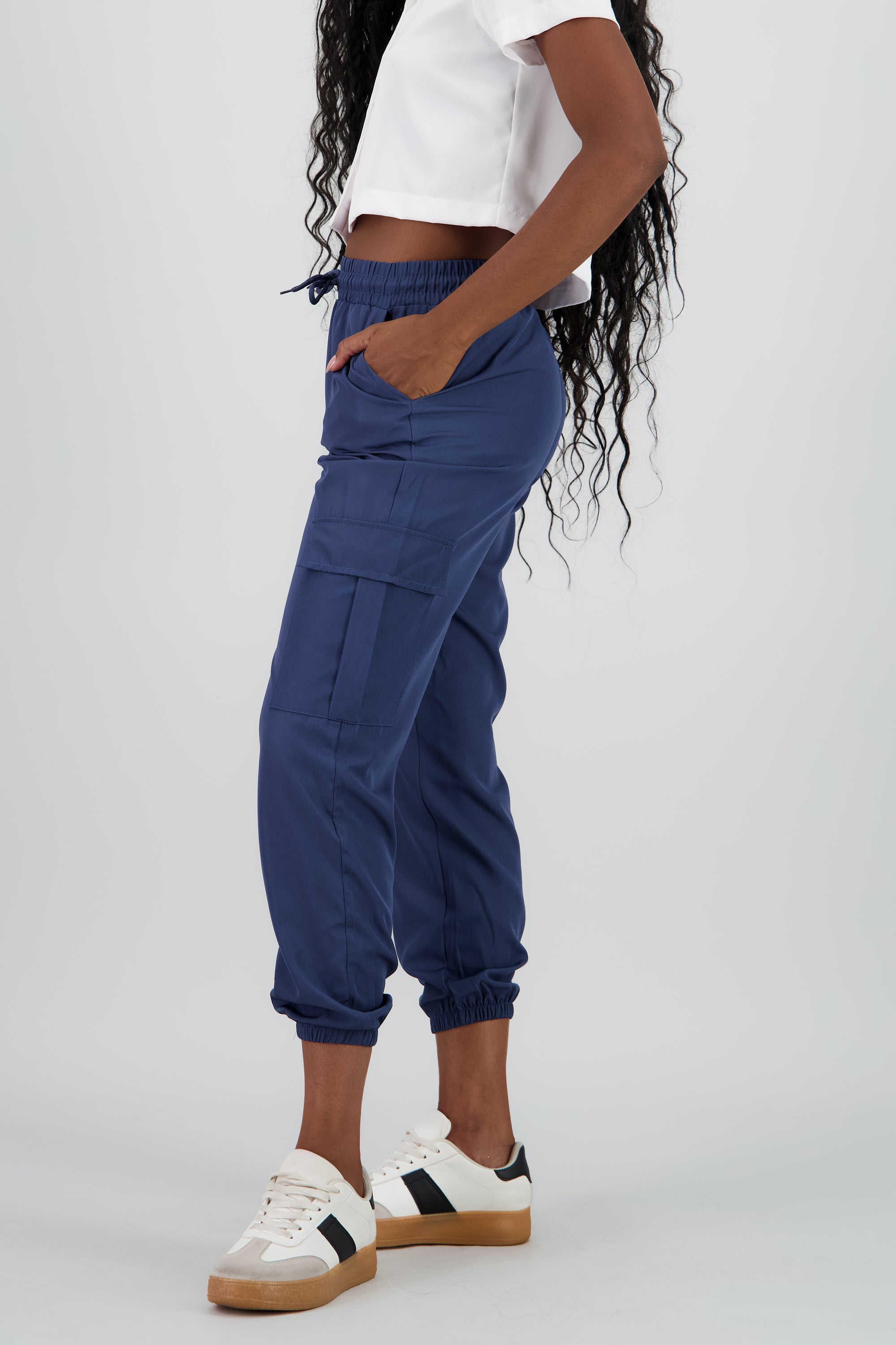 Pantalón Cargo Monocolor Bolsas AZUL