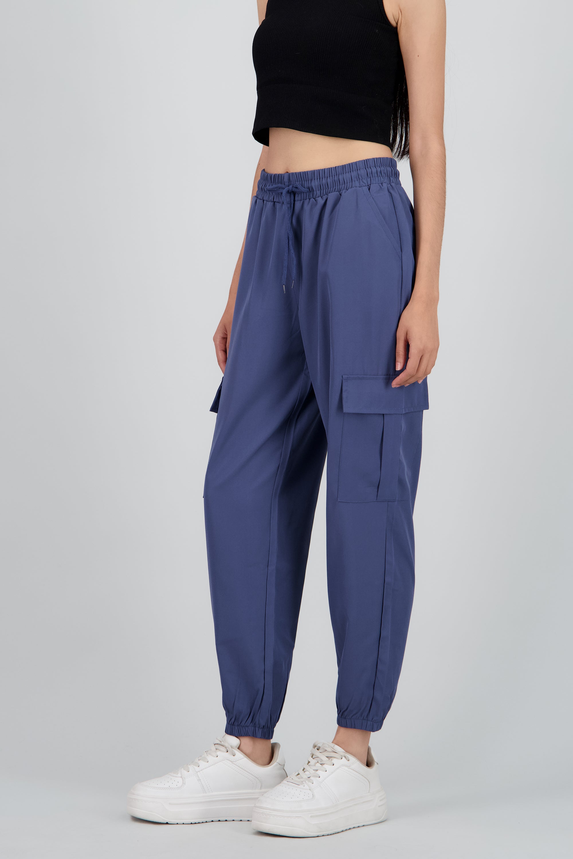 Pantalón Cargo Monocolor Bolsas AZUL