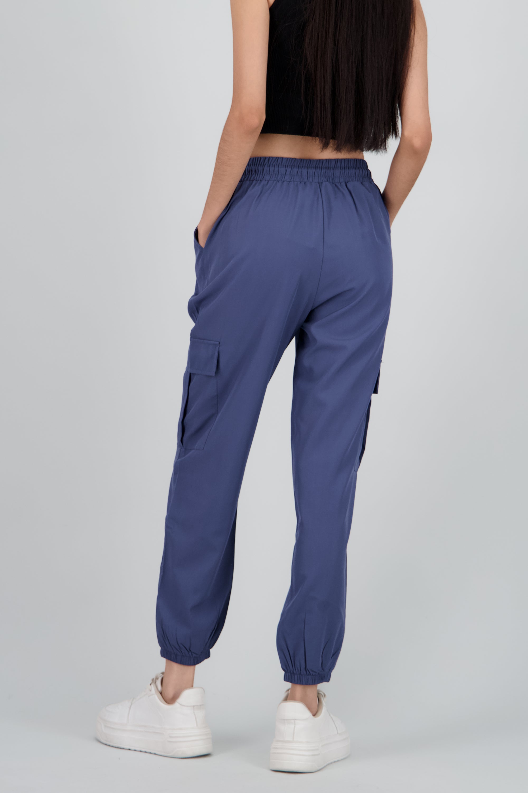Pantalón Cargo Monocolor Bolsas AZUL