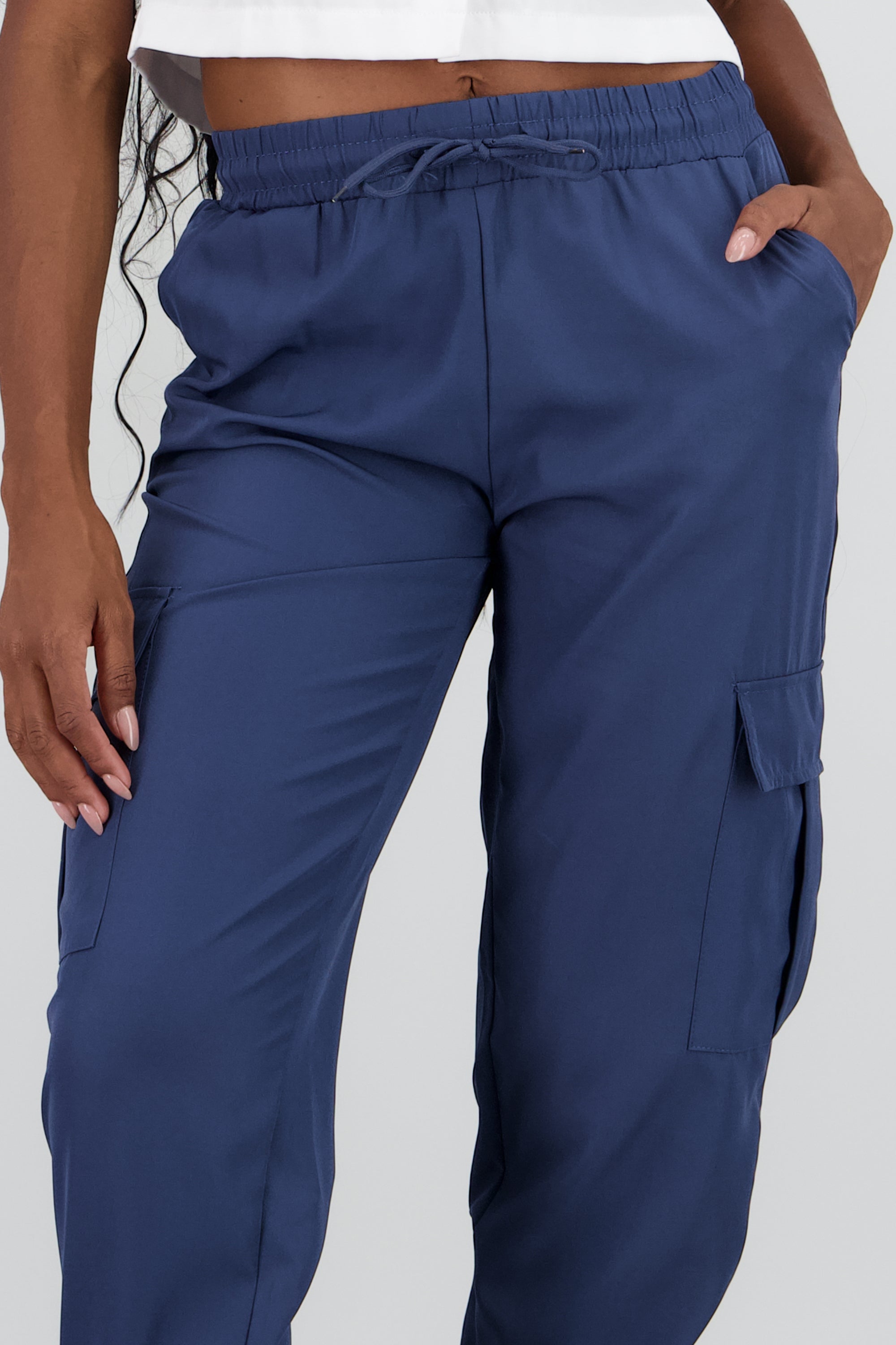 Pantalón Cargo Monocolor Bolsas AZUL