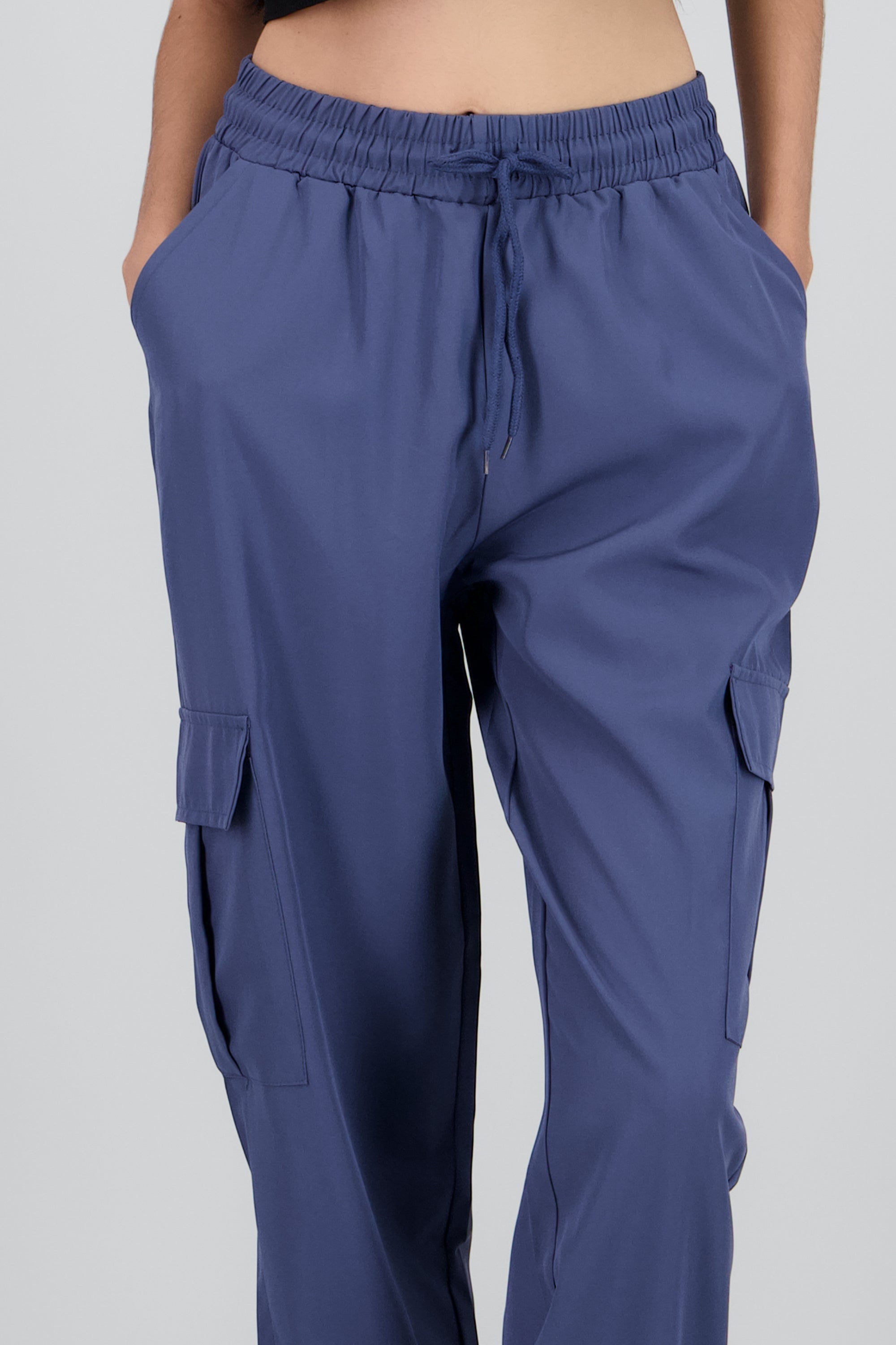 Pantalón Cargo Monocolor Bolsas AZUL