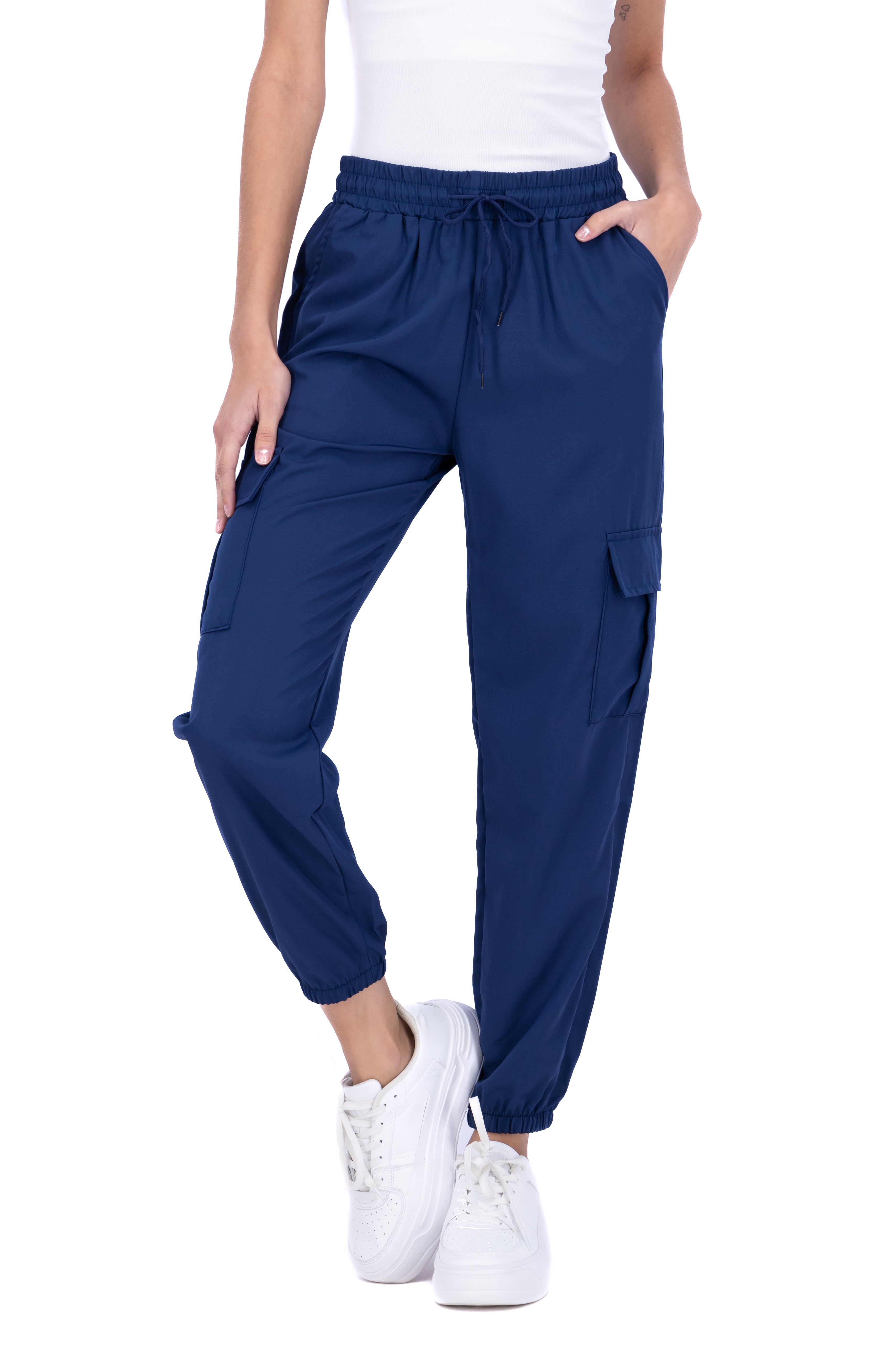 Pantalón Cargo Monocolor Bolsas