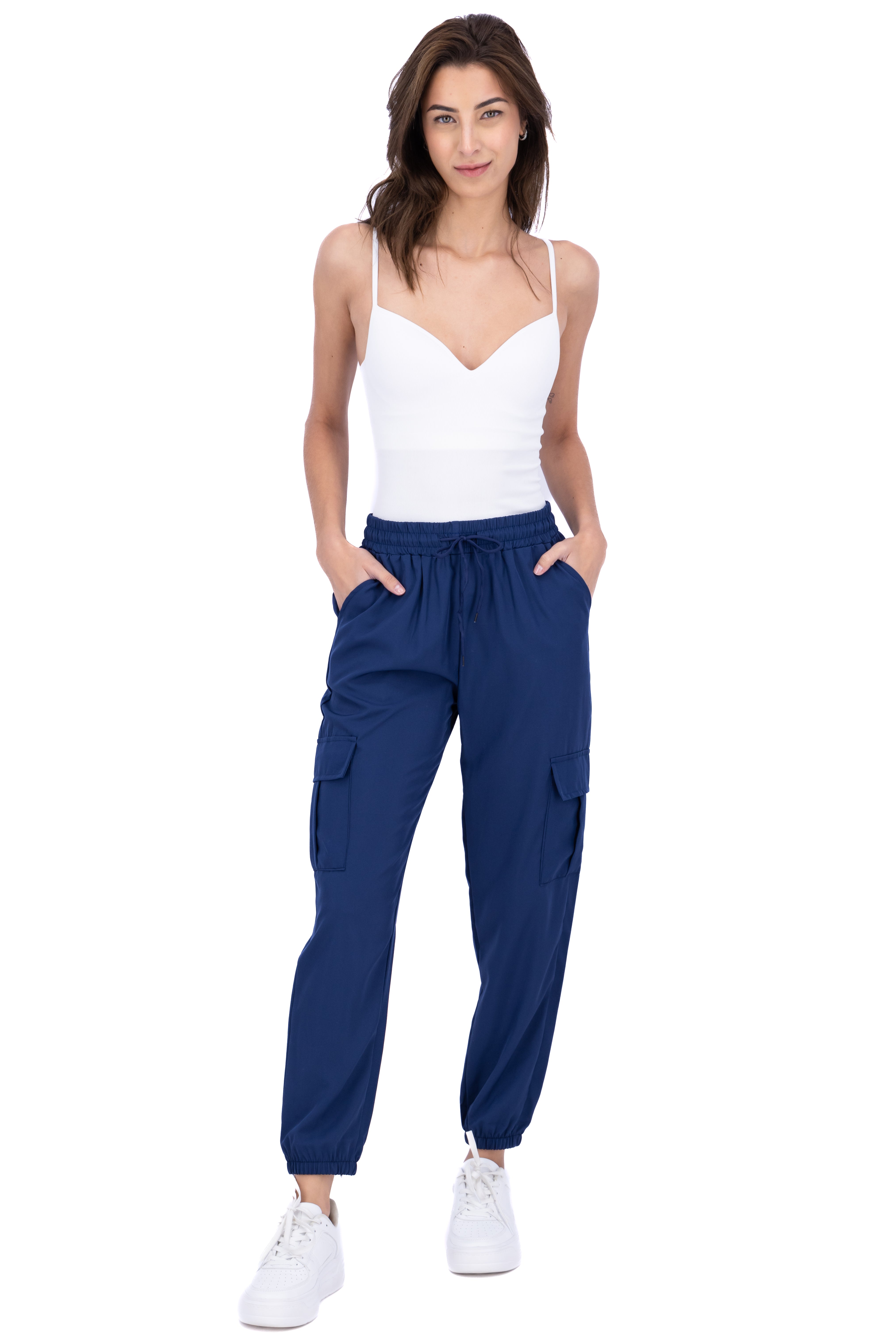 Pantalón Cargo Monocolor Bolsas