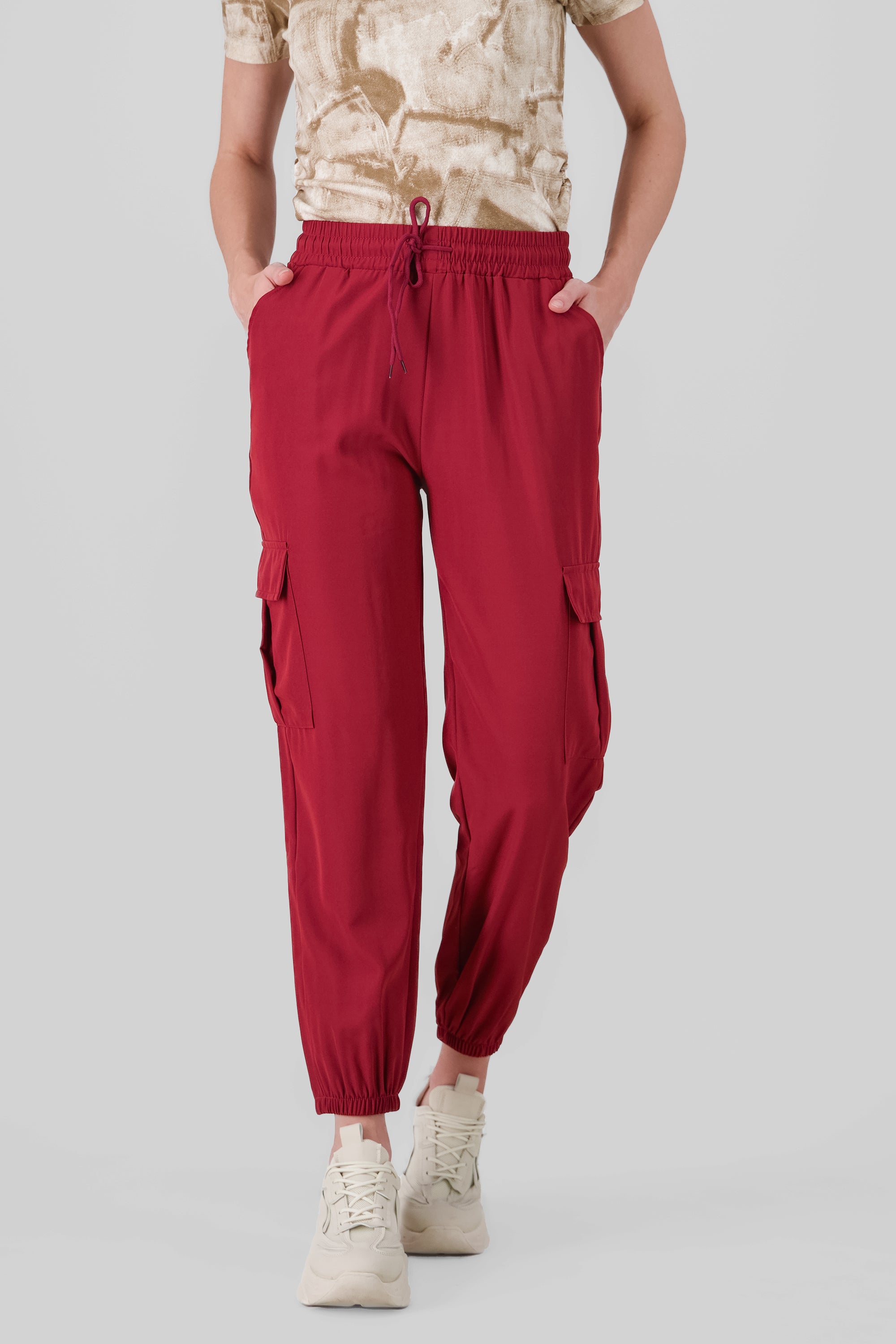 Pantalón Cargo Monocolor Bolsas CIRUELA