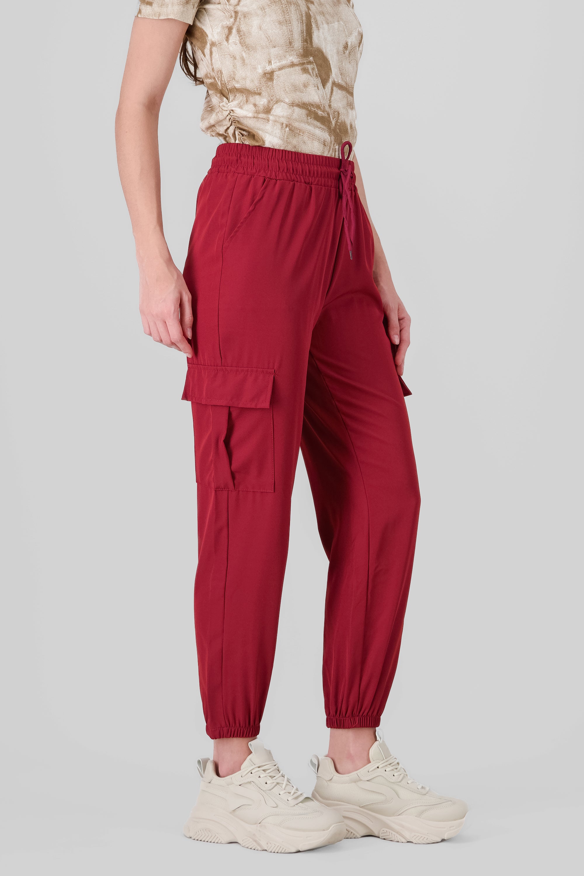 Pantalón Cargo Monocolor Bolsas CIRUELA