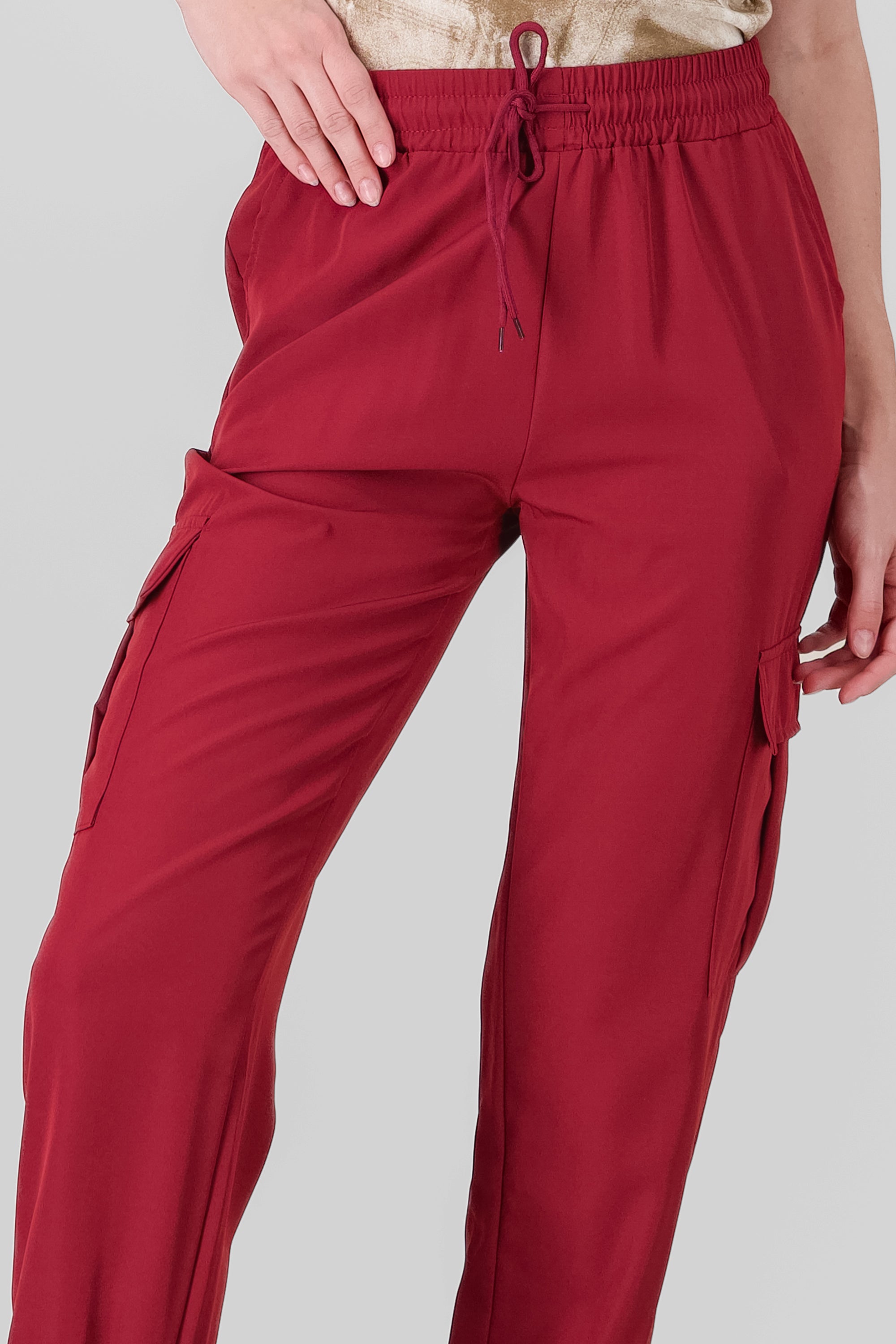 Pantalón Cargo Monocolor Bolsas CIRUELA