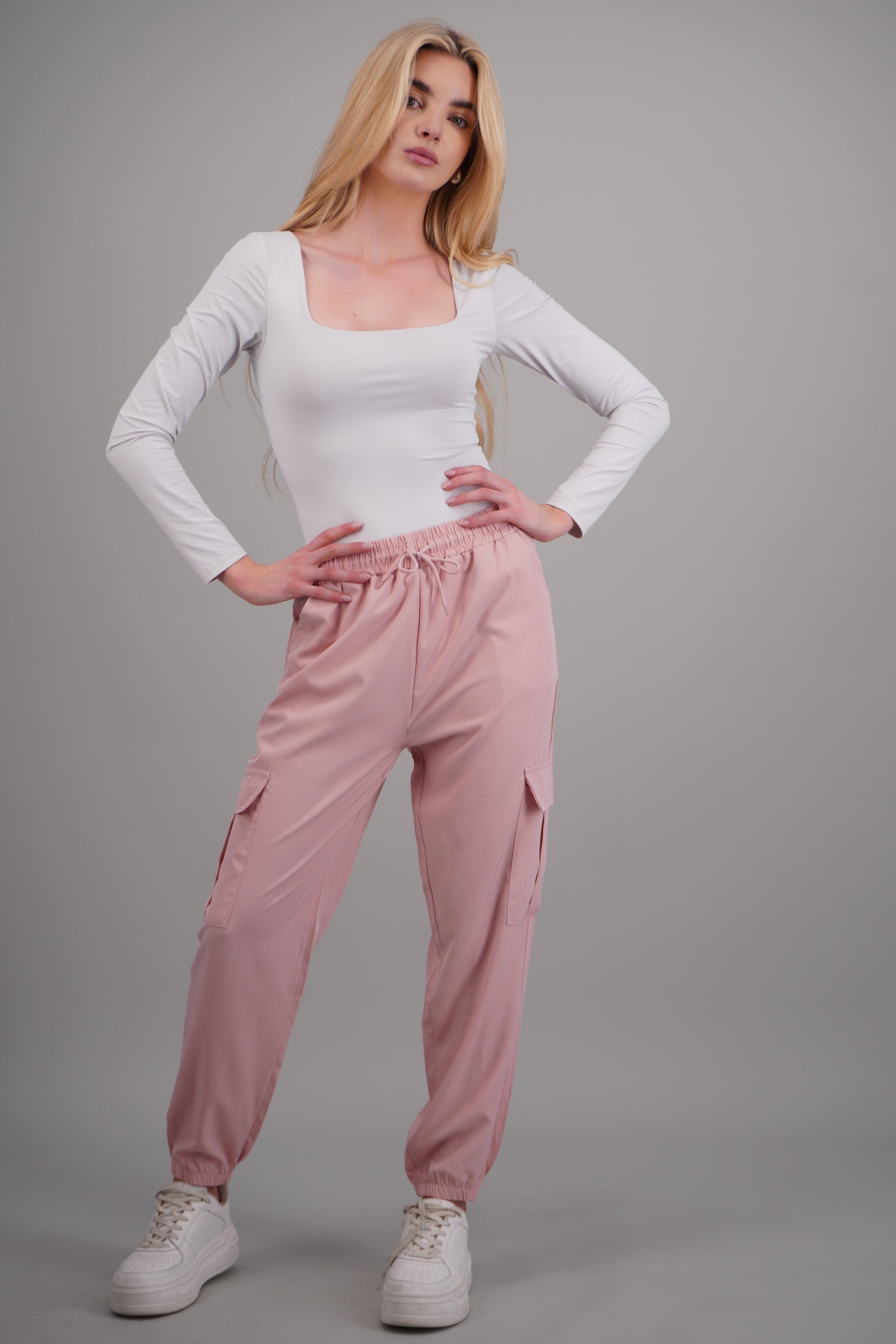 Pantalón Cargo Monocolor Bolsas PALO DE ROSA