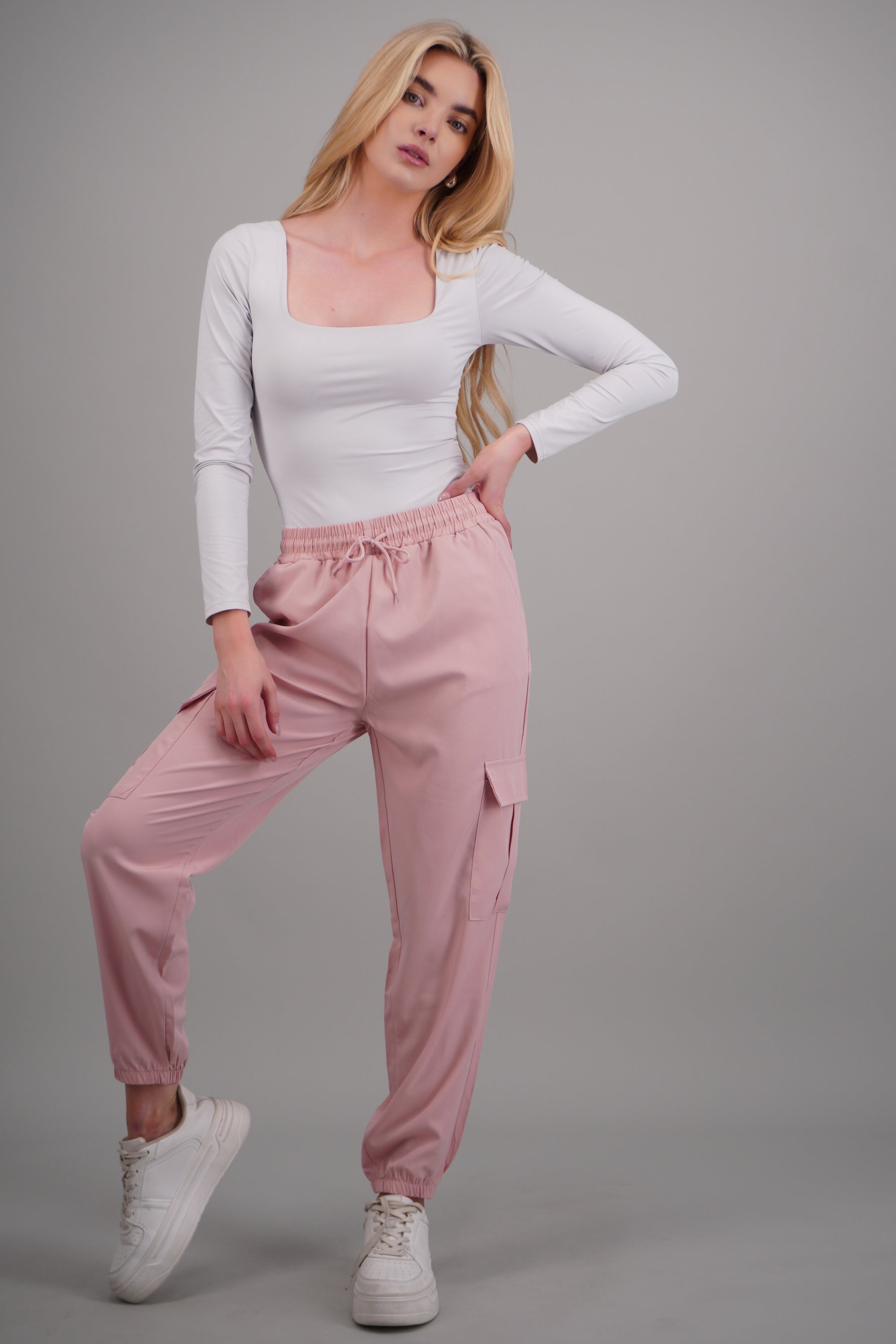 Pantalón Cargo Monocolor Bolsas PALO DE ROSA