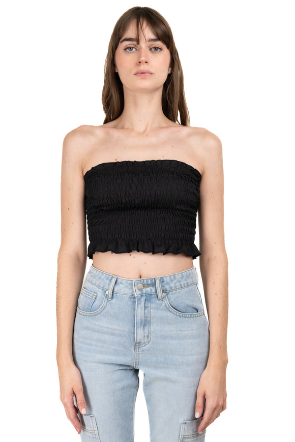 Top crop fruncido tirantes