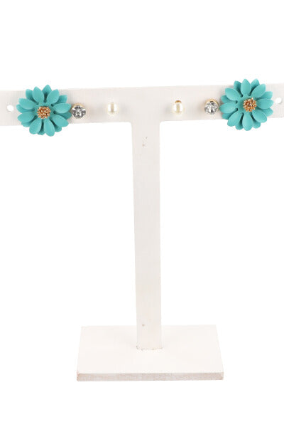 3 Pr Aretes Flor Color MENTA