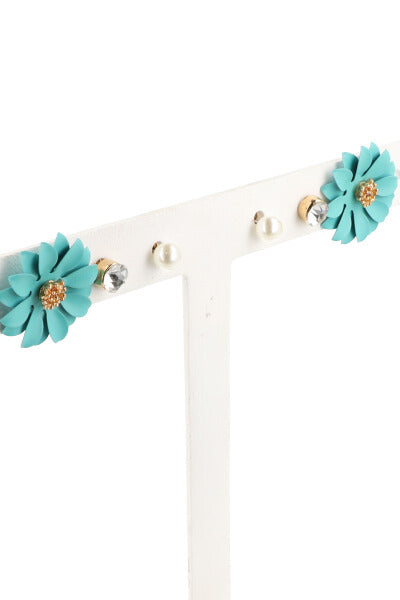 3 Pr Aretes Flor Color MENTA