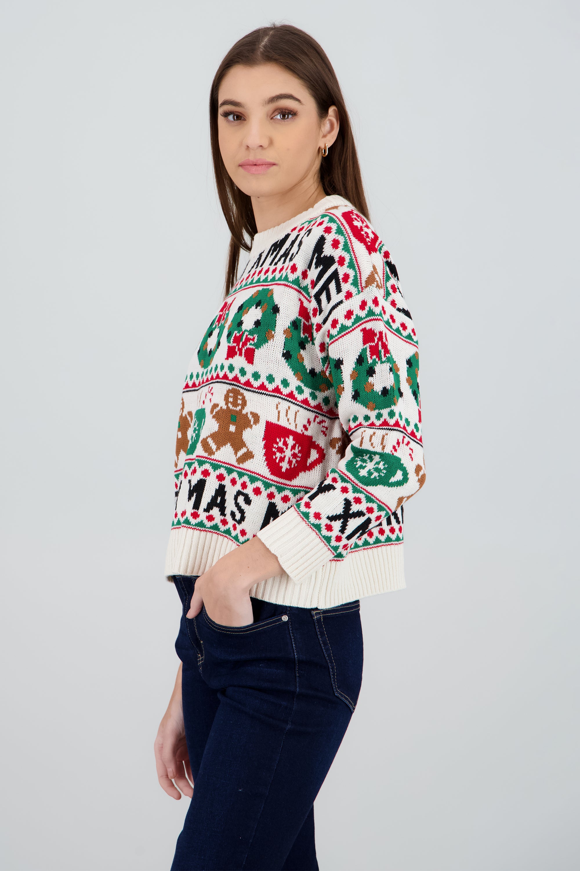 Suéter navideño merry xmas BLANCO COMBO