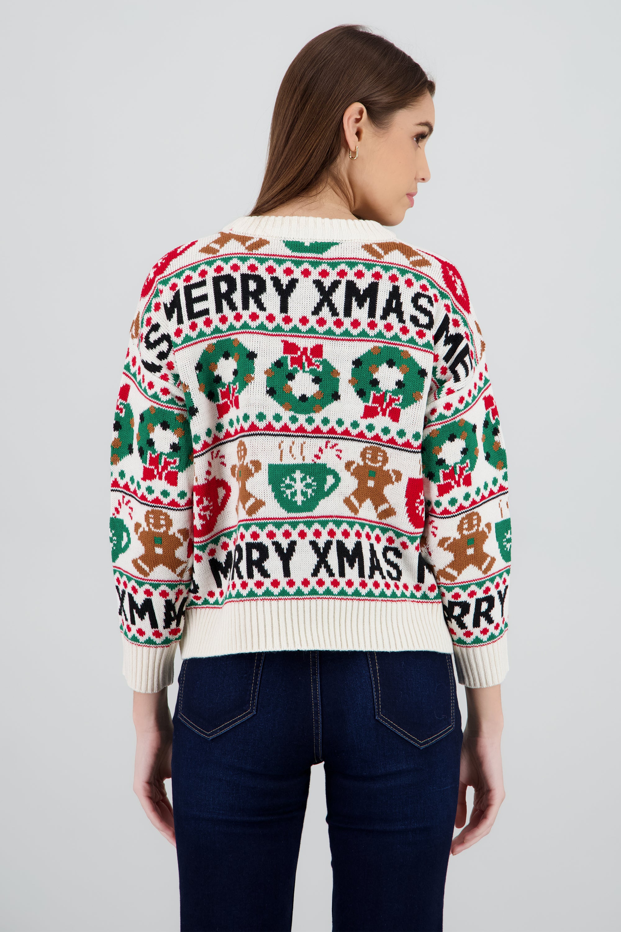 Suéter navideño merry xmas BLANCO COMBO
