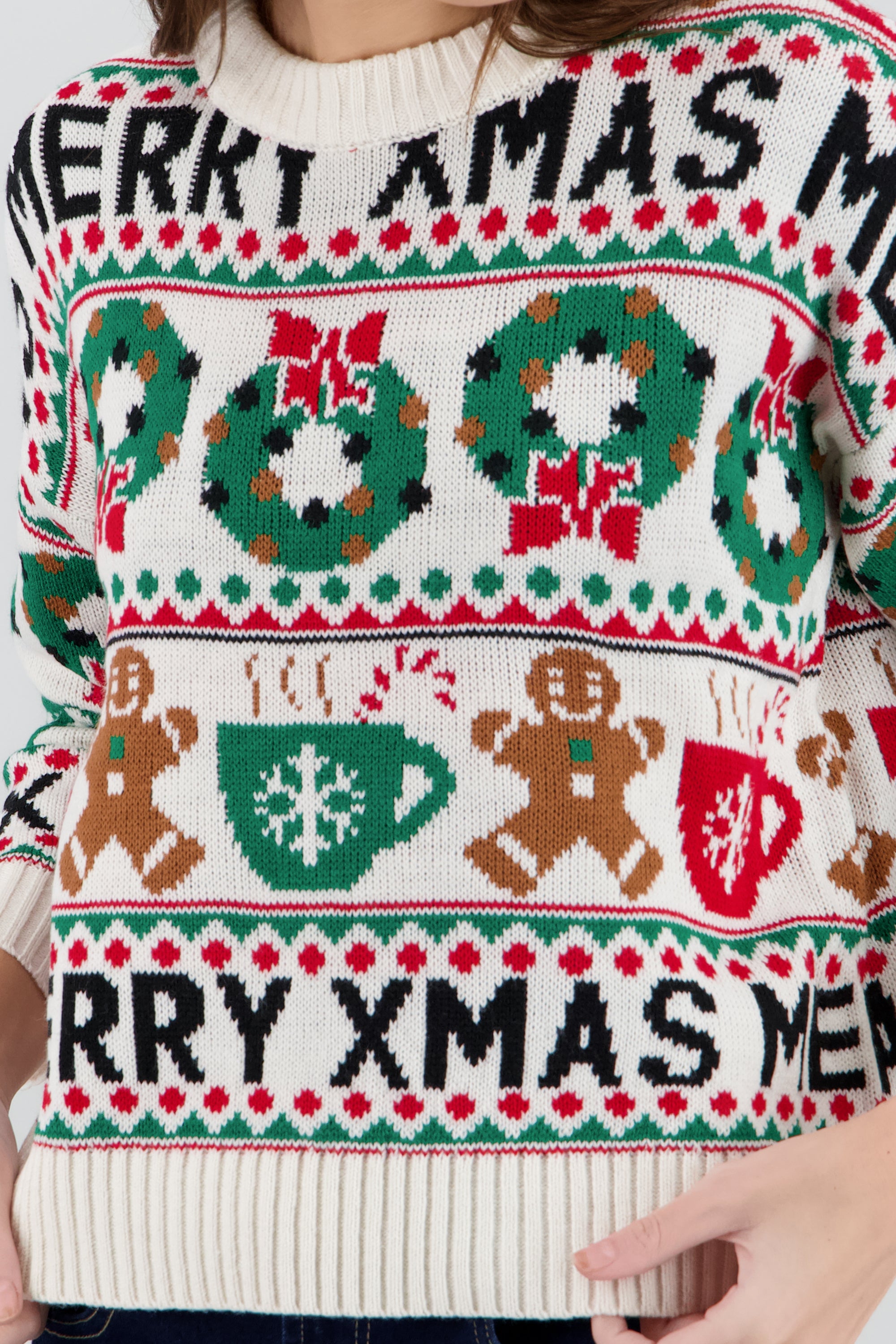 Suéter navideño merry xmas BLANCO COMBO