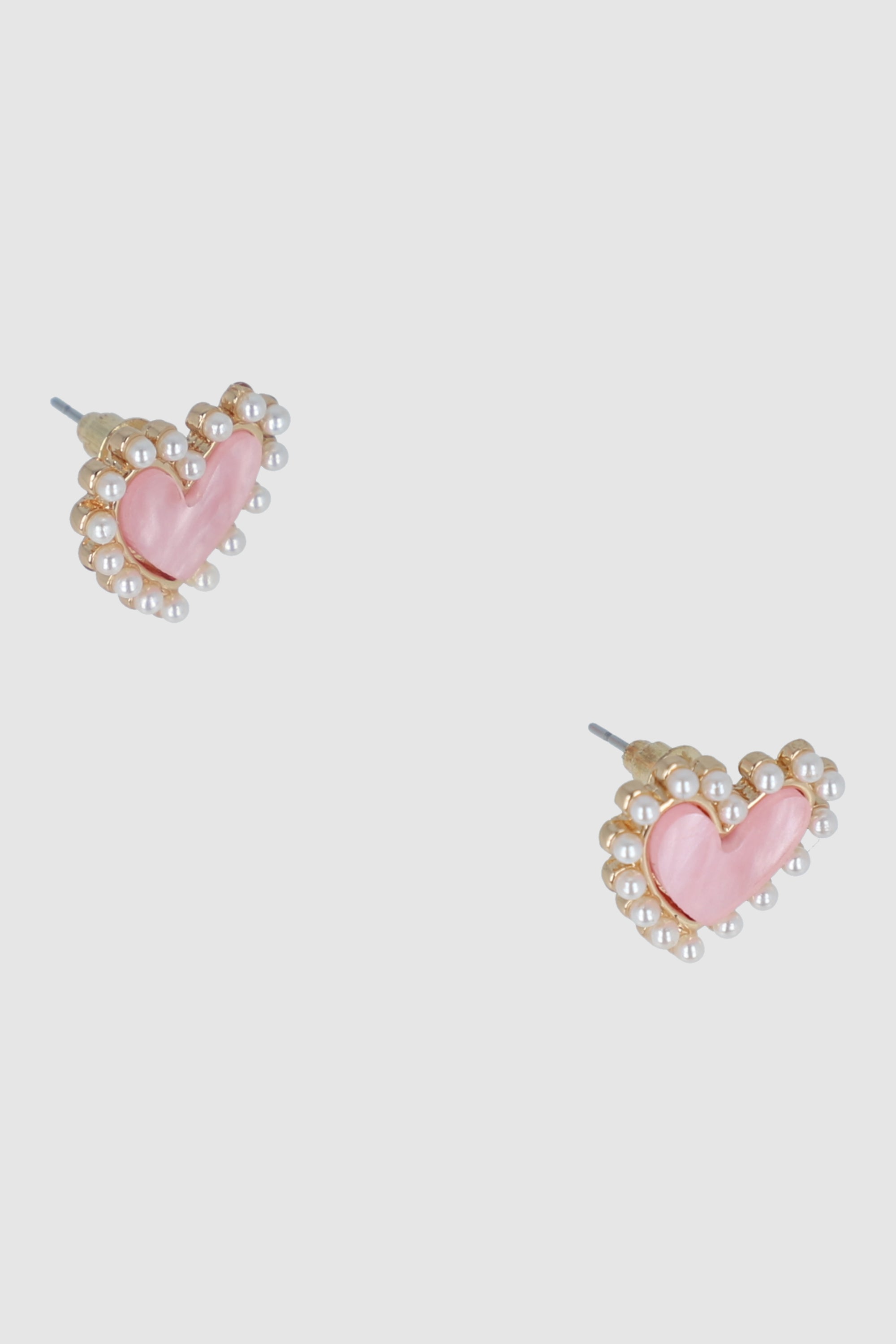 Aretes Studs Corazón Perlas ROSA