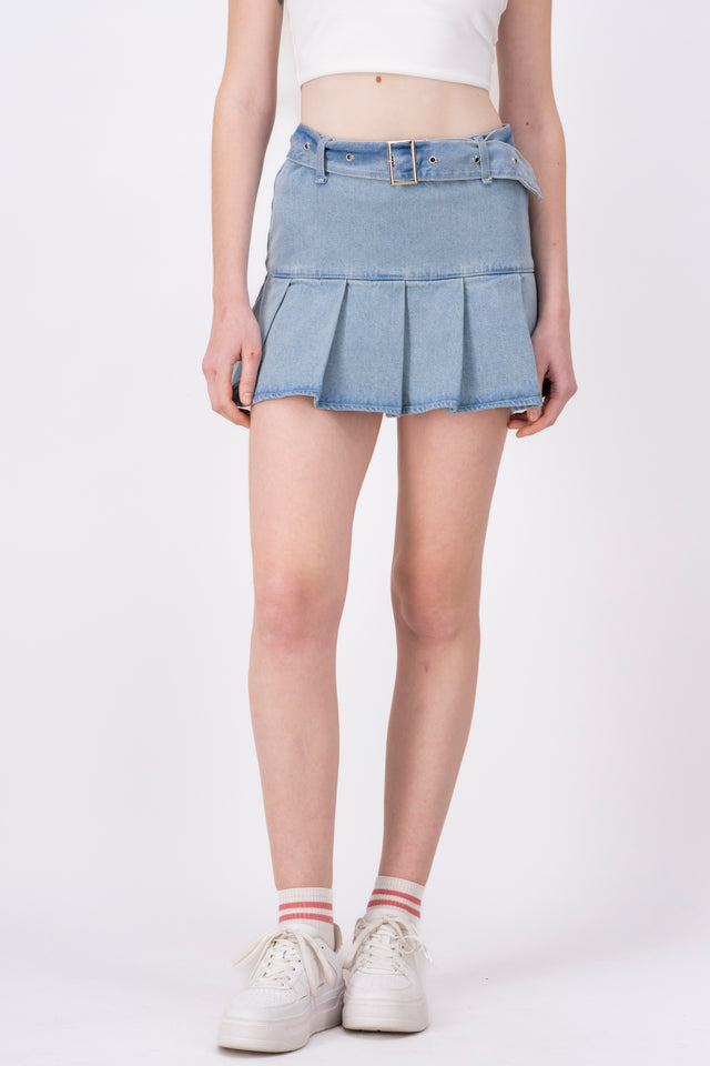 Falda Mini Denim Tableada