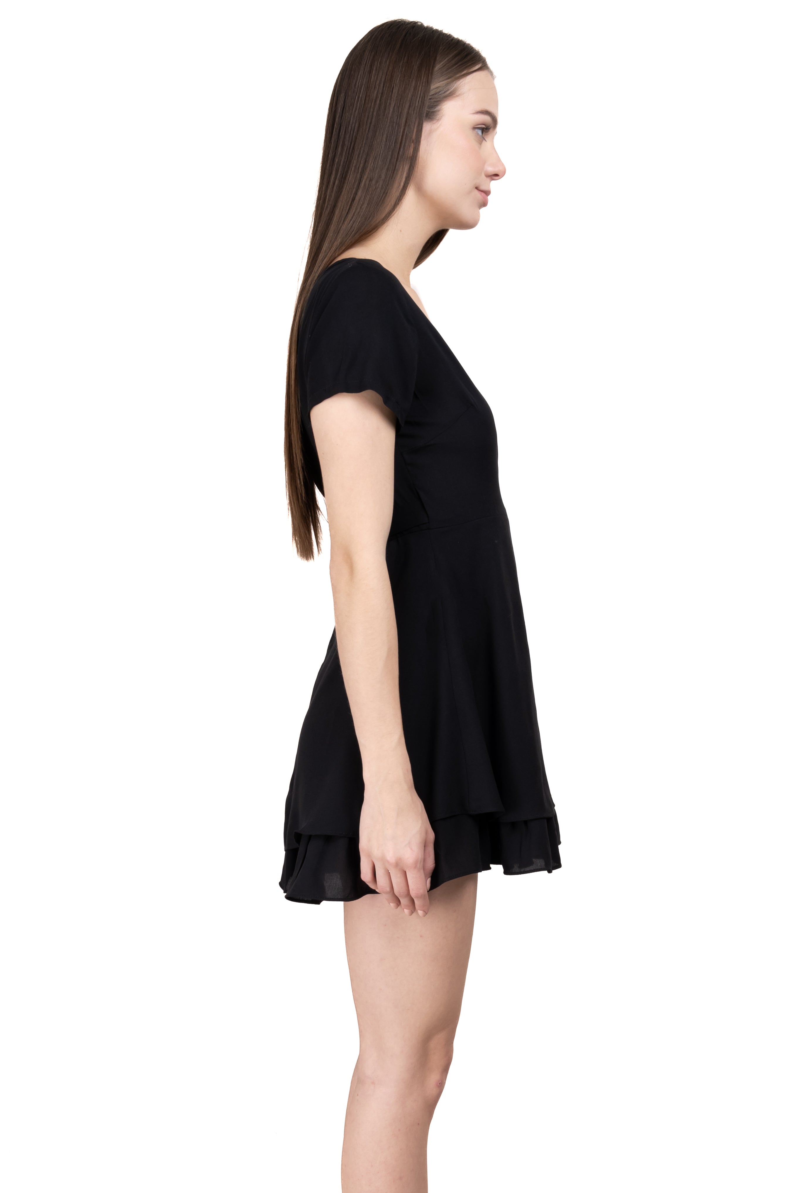 Vestido mini wrap liso NEGRO