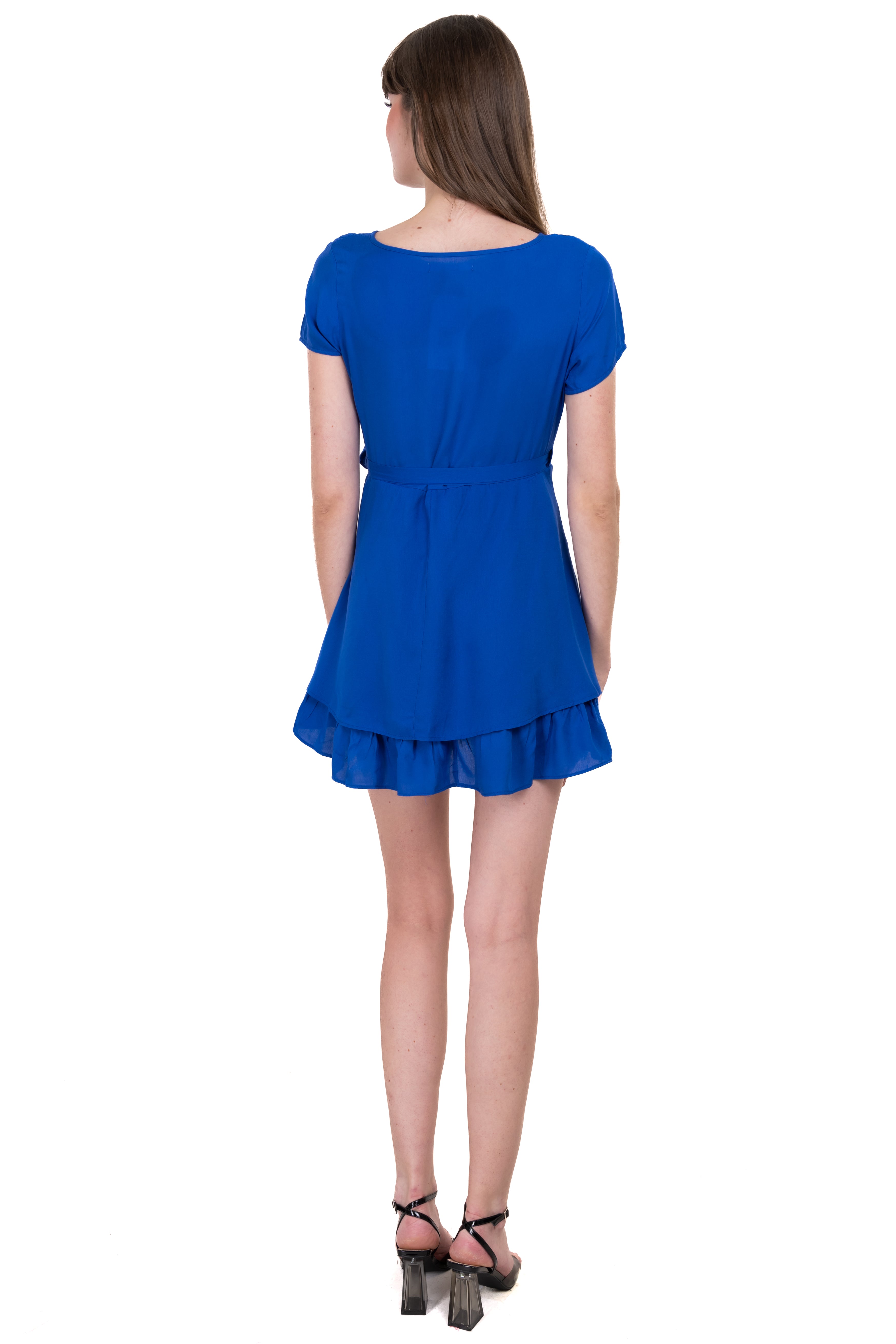 Vestido mini wrap liso AZUL ELECTRICO