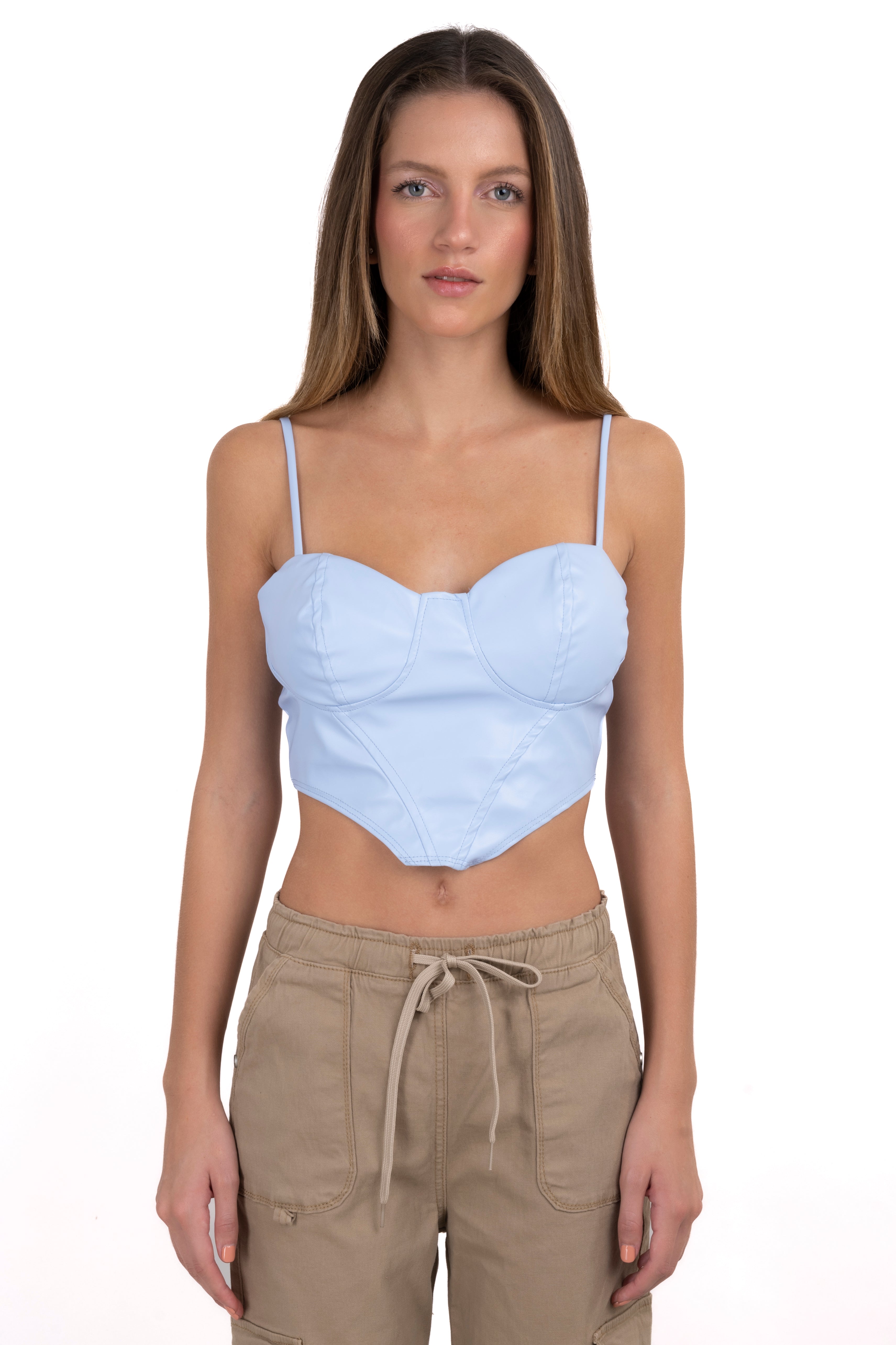 Corset copas efecto piel AZUL PASTEL