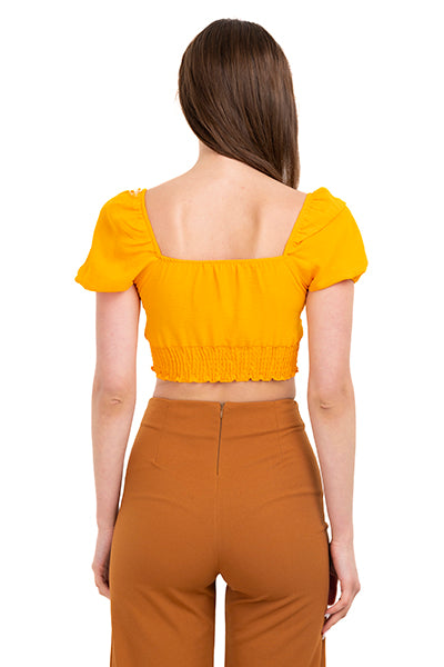 Top liso manga corta abullonada NARANJA BRILLANTE