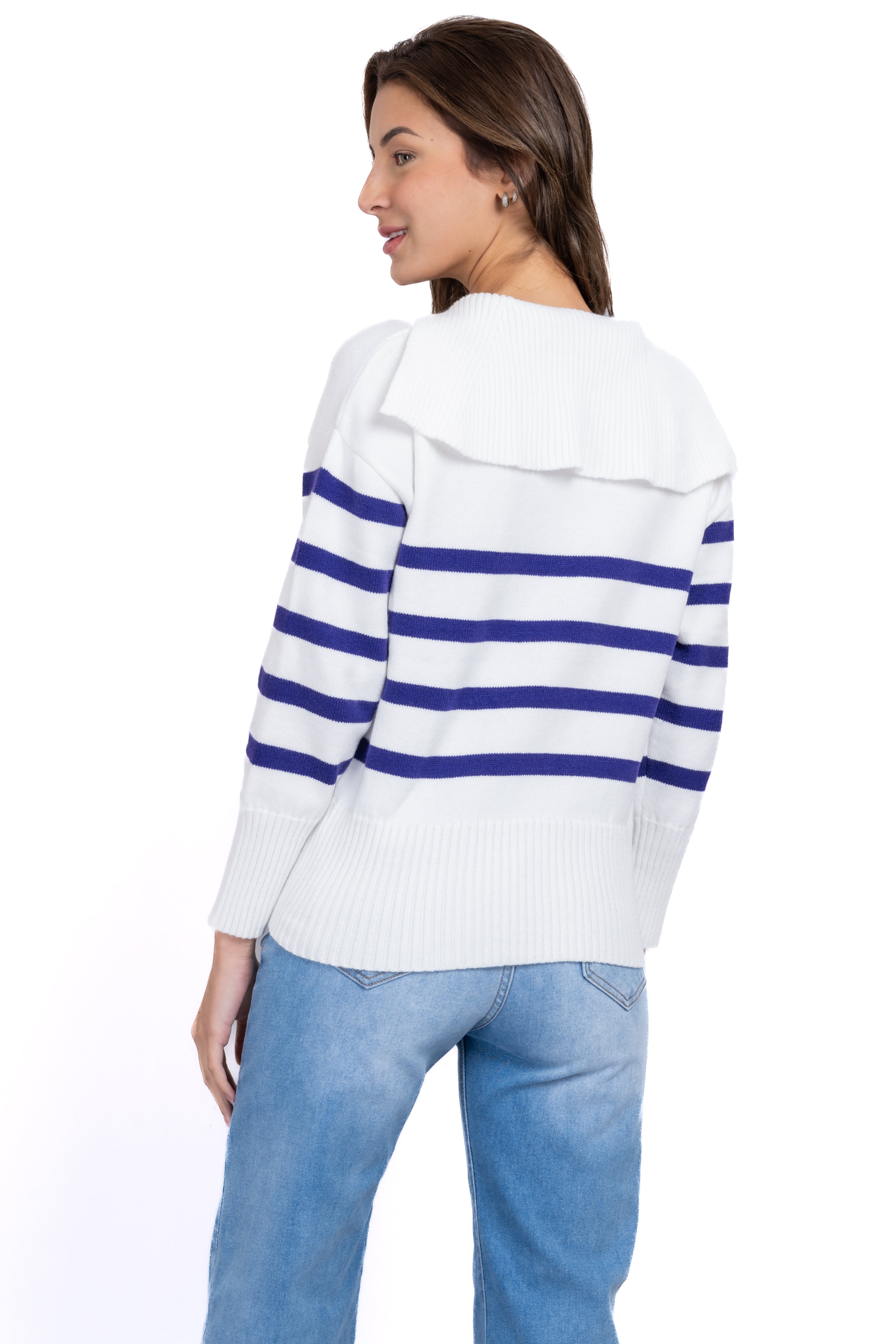 Suéter cuello polo rayas MARINO COMBO