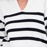 Suéter cuello polo rayas