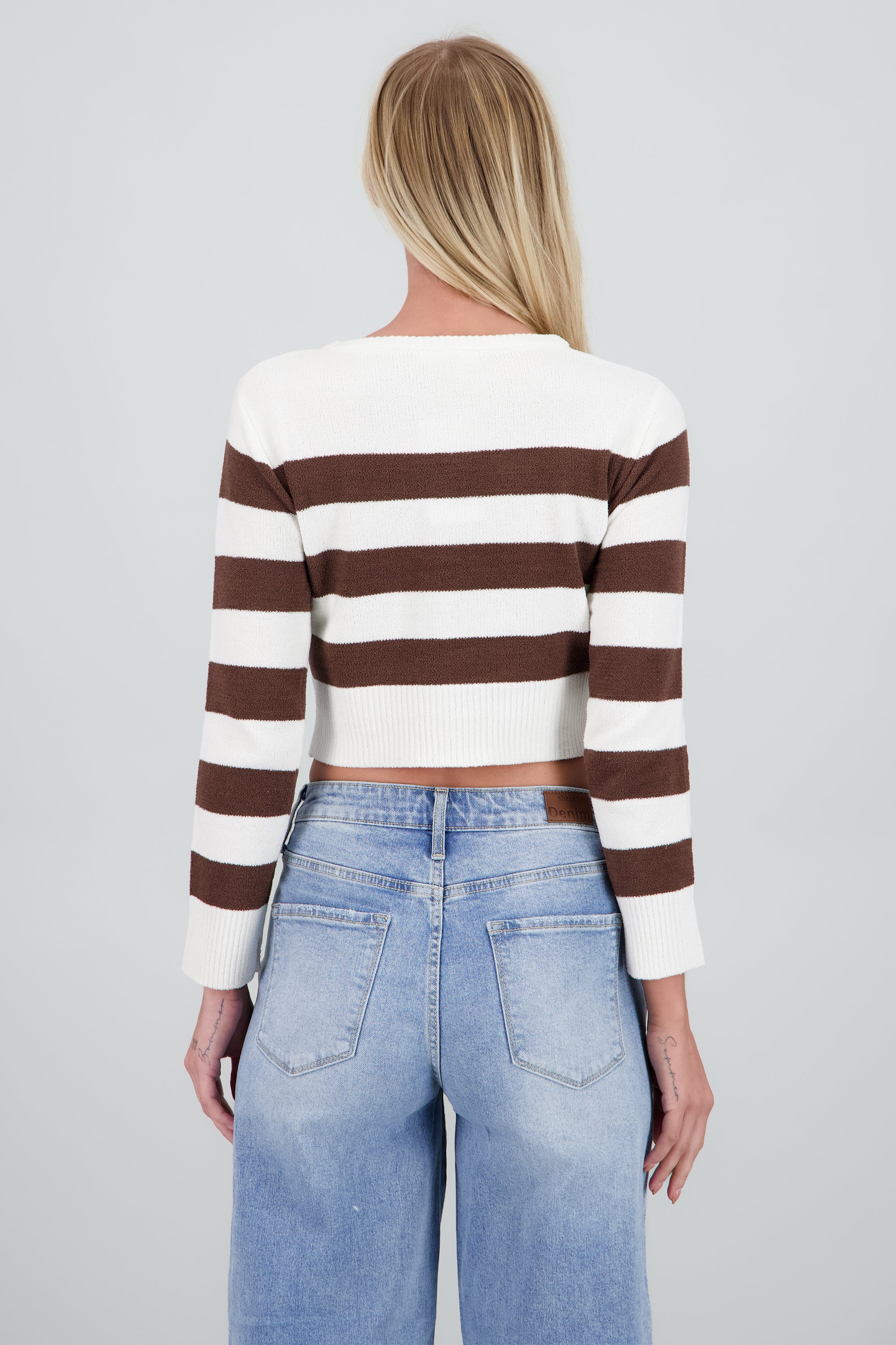 Suéter crop rayas CAFE COMBO