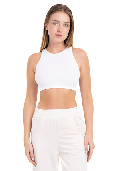 Top acanalado monocolor BLANCO