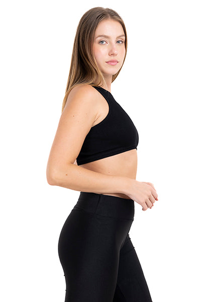 Top acanalado monocolor NEGRO