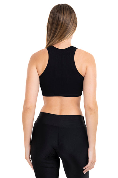 Top acanalado monocolor NEGRO