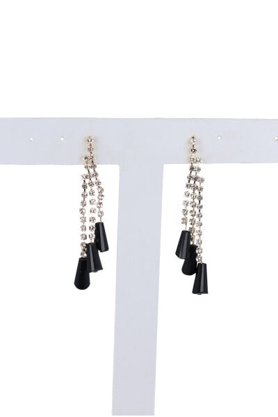 Aretes colgantes tiras brillos cuentas NEGRO