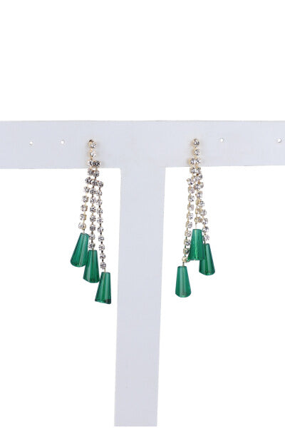 Aretes colgantes tiras brillos cuentas VERDE