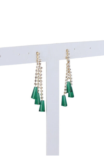 Aretes colgantes tiras brillos cuentas VERDE