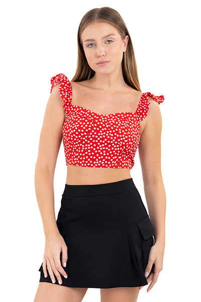 Top crop tirantes olanes flores
