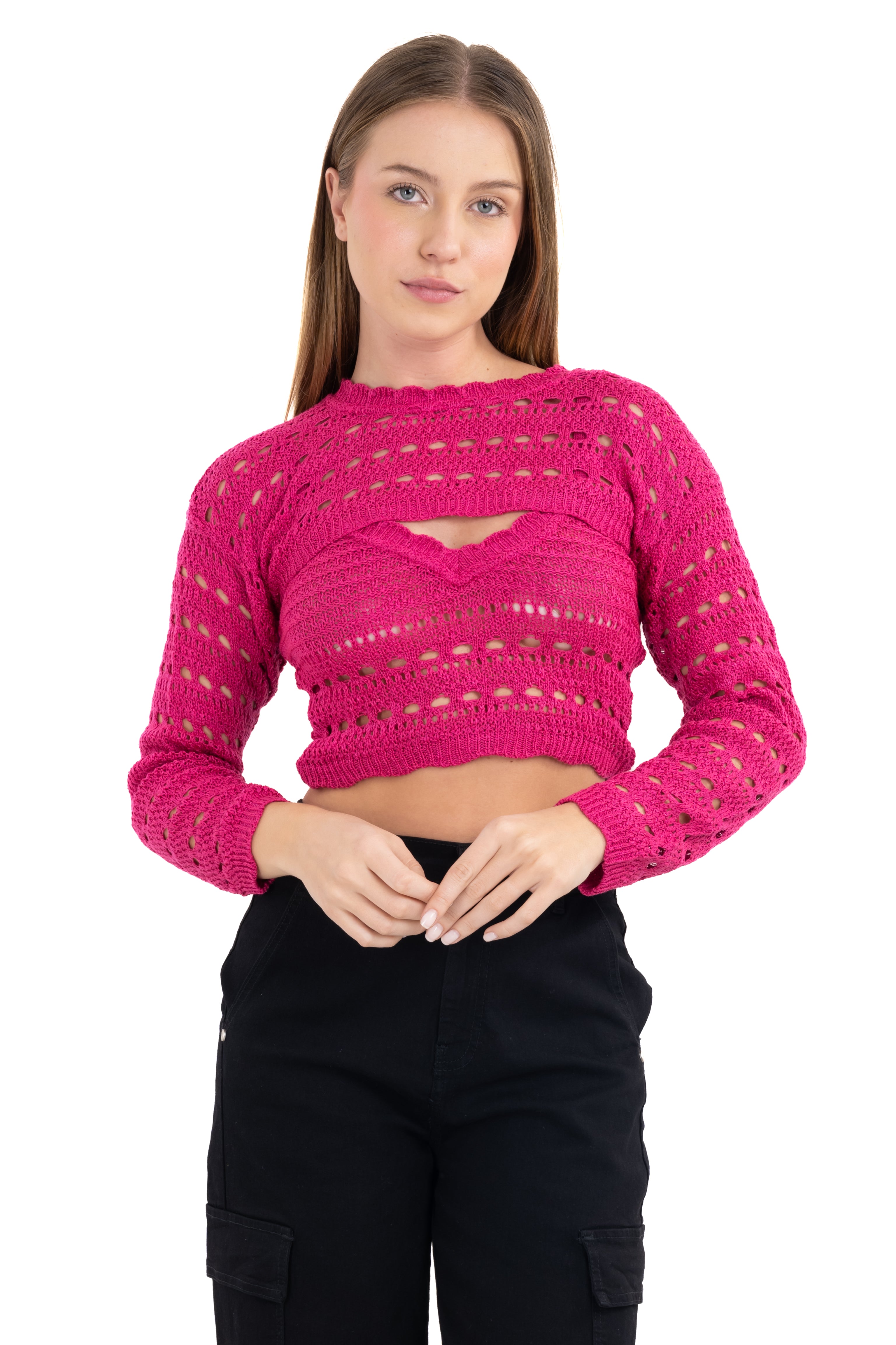 Set 2 piezas top mangas crochet FIUSHA