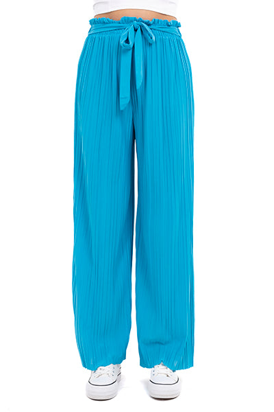 Pantalón amplio plisado moño AZUL BRILLANTE