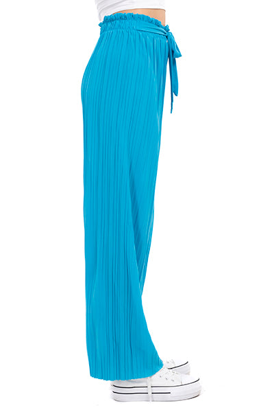 Pantalón amplio plisado moño AZUL BRILLANTE