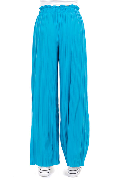 Pantalón amplio plisado moño AZUL BRILLANTE