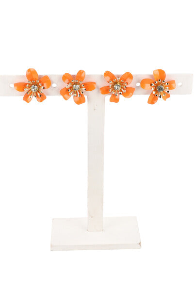 2 Pares Aretes Flor Color NARANJA