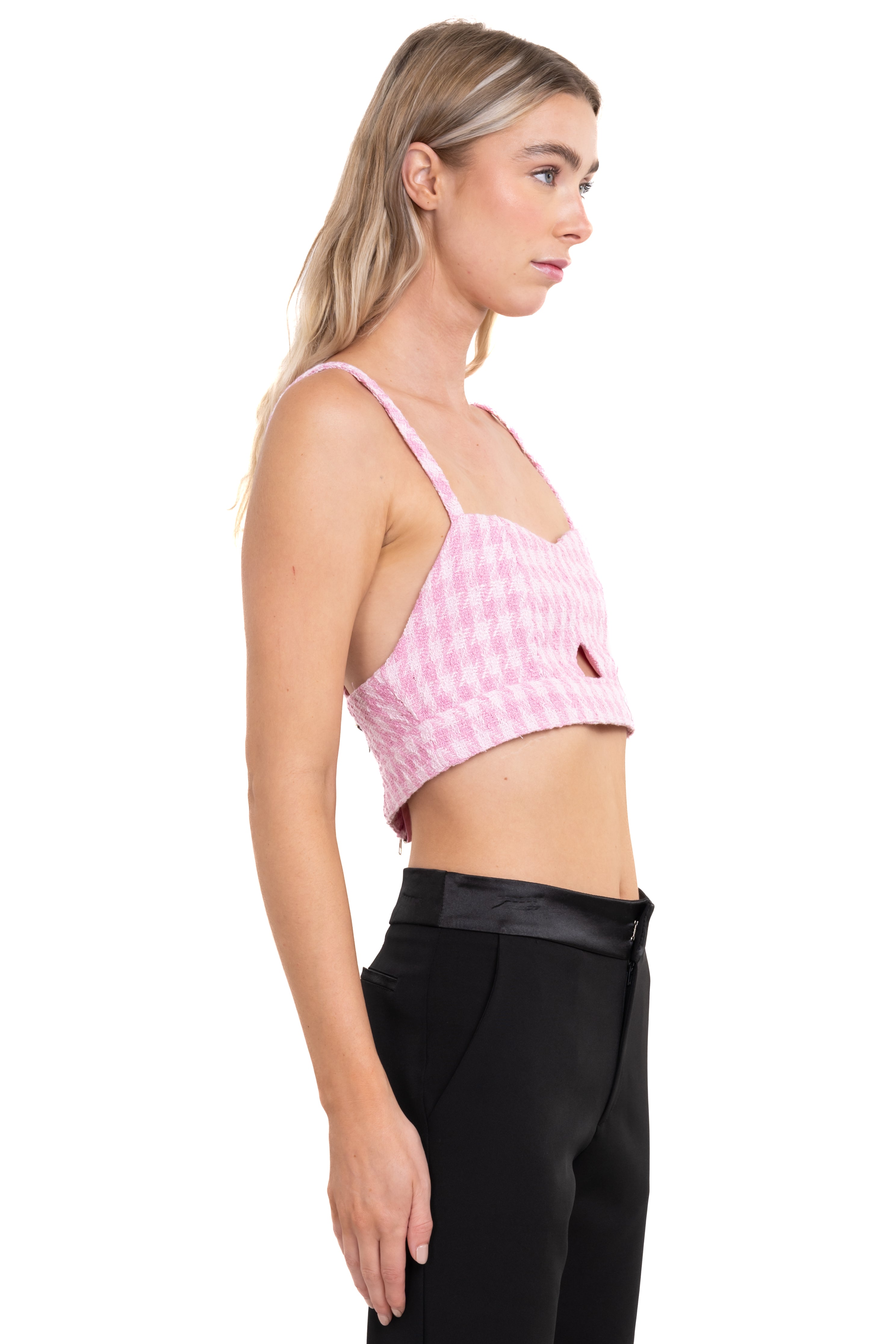 Top crop tweed tirantes ROSA