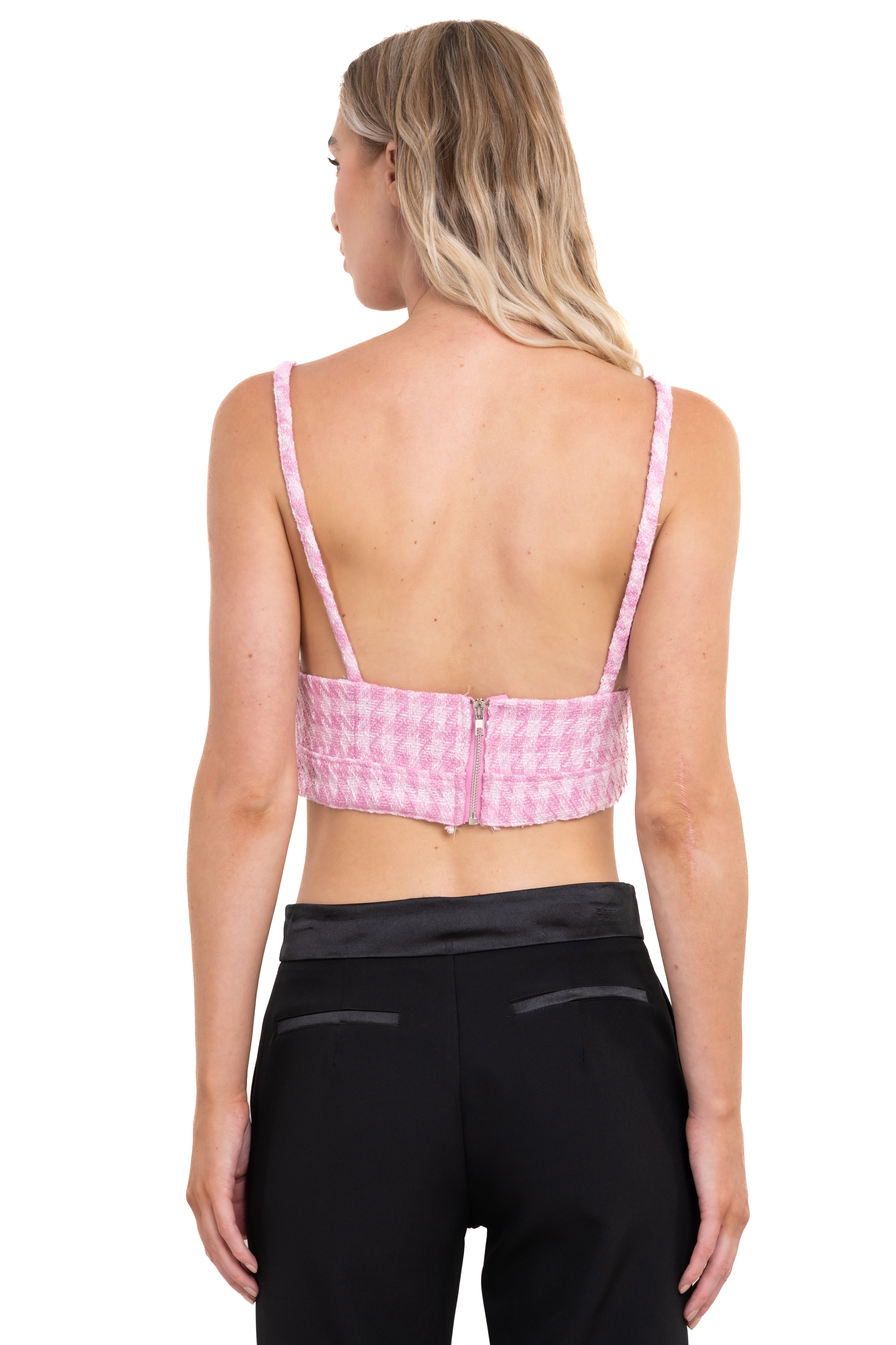 Top crop tweed tirantes ROSA