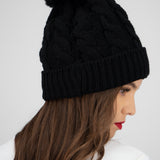 Gorro tejido trenzado pompón