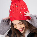Gorro tejido brillos pompón