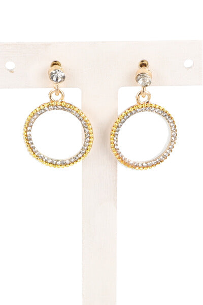 Aretes Circulo Brillos Color AMARILLO