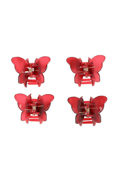 Set 4 pinzas mariposas ROJO